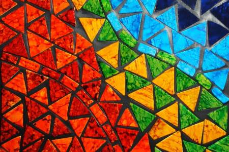 Kreativní mozaiky z rukou žáků 2. ročníku oboru Zedník 